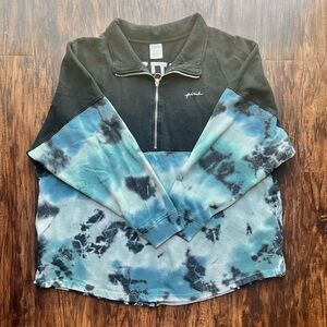 Pink- Quarter Zip Pullover with tie-dye design